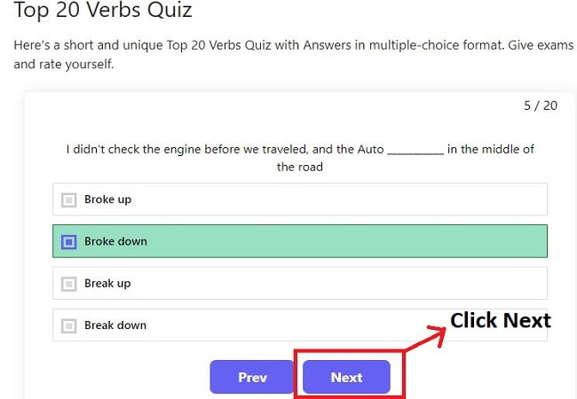 Verbs quiz with answers